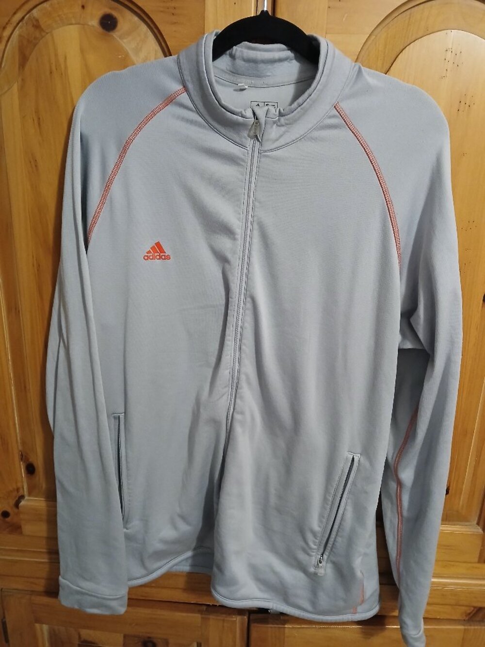 Adidas ClimaWarm Track Jacket Mens Size M Gray Full Zip Pockets Fleece Golf